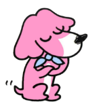 ピンク色の犬をモチーフにしたイメージキャラクターのippeiくんのイラスト